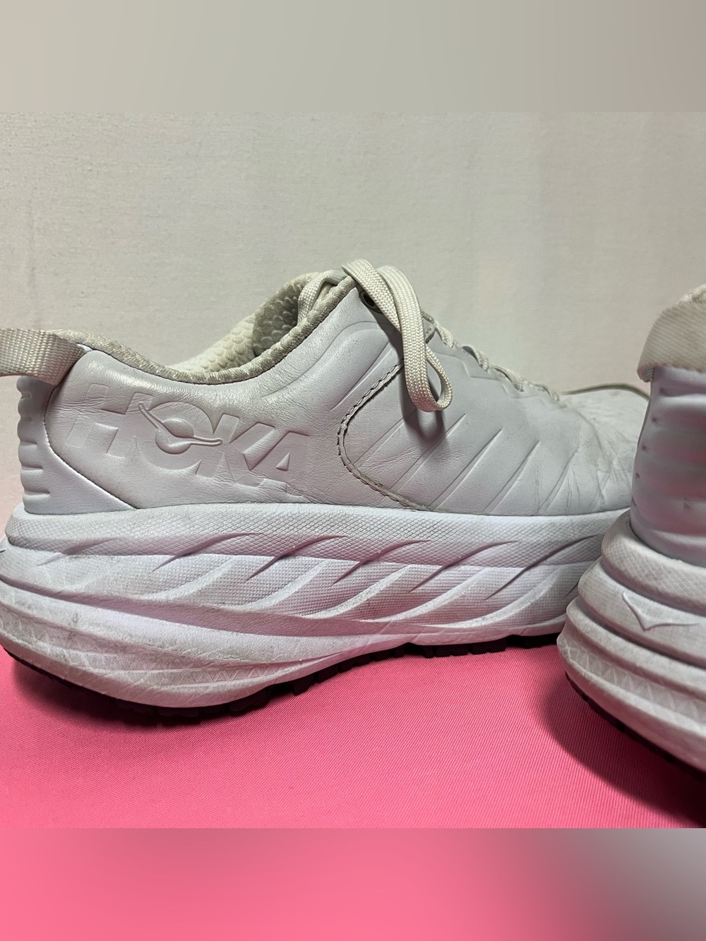 Hoka Bondi SR MN BB Size 6.5 White Leather Slip Resistant Work Walking Shoes - Picture 12 of 14
